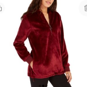 NEW Ideology Fleece 1/4 Zip Soft Velour Hoodie Pullover, Size Medium, Burgandy